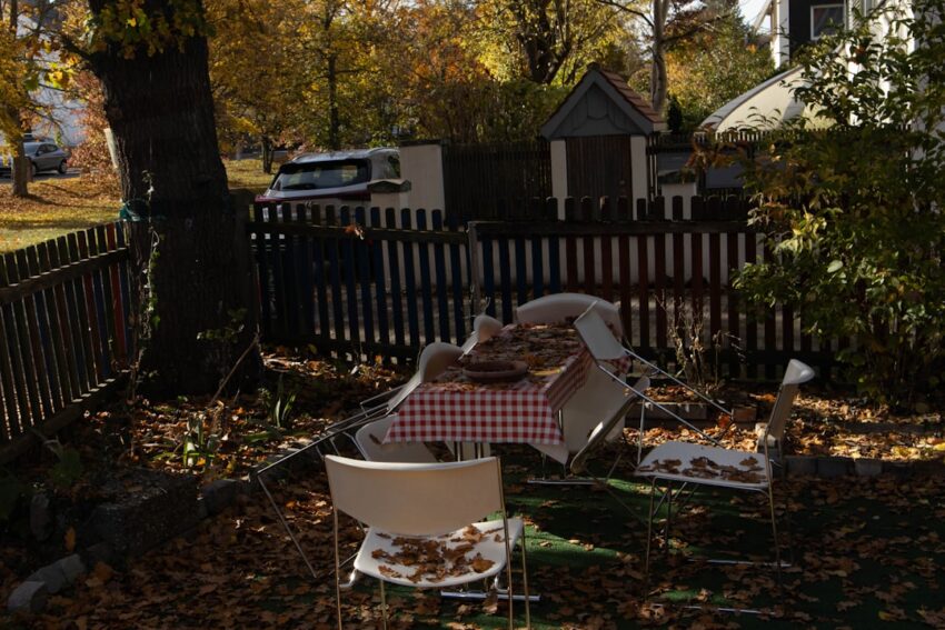 Composting organic kitchen scraps in a backyard garden setting
